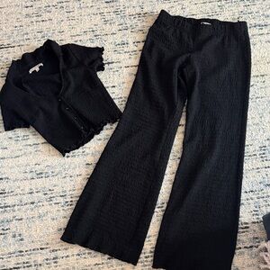 Elegant Black Wide Leg Pants & Top Set